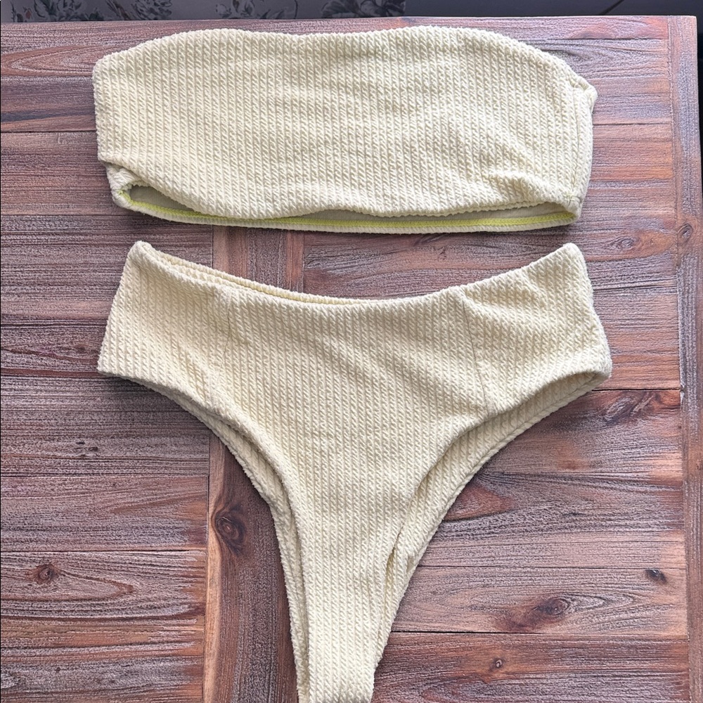 SHEIN Cream Textured Bikini Set
